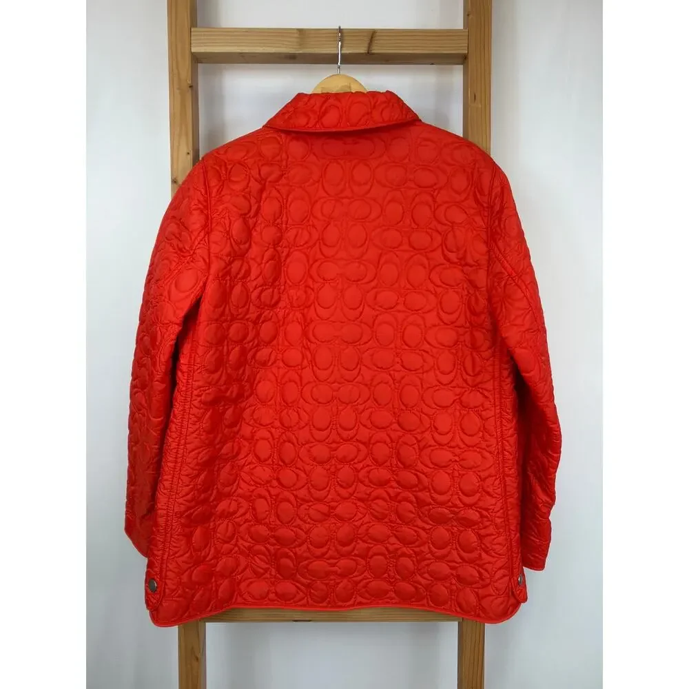 NWT Coach Orange Snap Up Collared Jacket Pockets XL